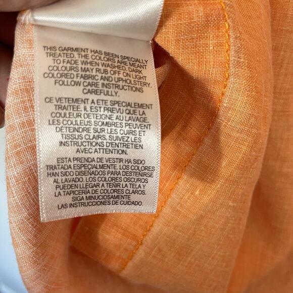 Tommy Bahama 100% Linen Shirt Men’s XXL Orange Short Sleeve Loop Collar Tropical - Picture 13 of 13